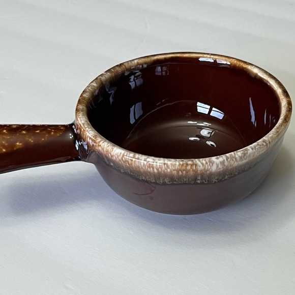 VTG McCoy pottery 1960s brown drip glaze French onion soup bowl, #7050 - Picture 2 of 8